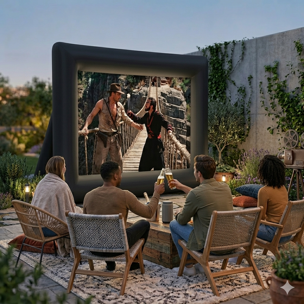 Cubey AirCinema backyard cinema screen for home theater setup