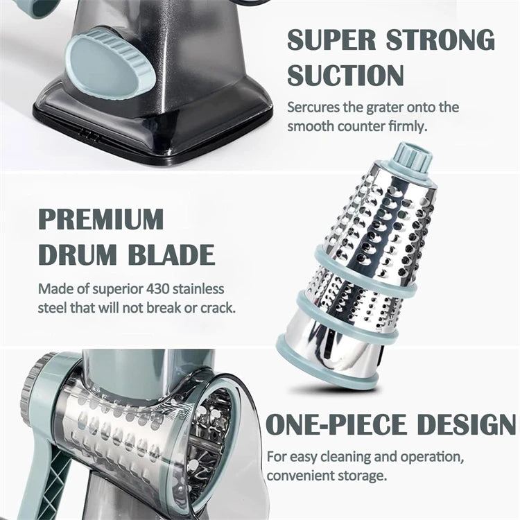 Cubey SliceMate – 3-in-1 Rotary Cheese Grater