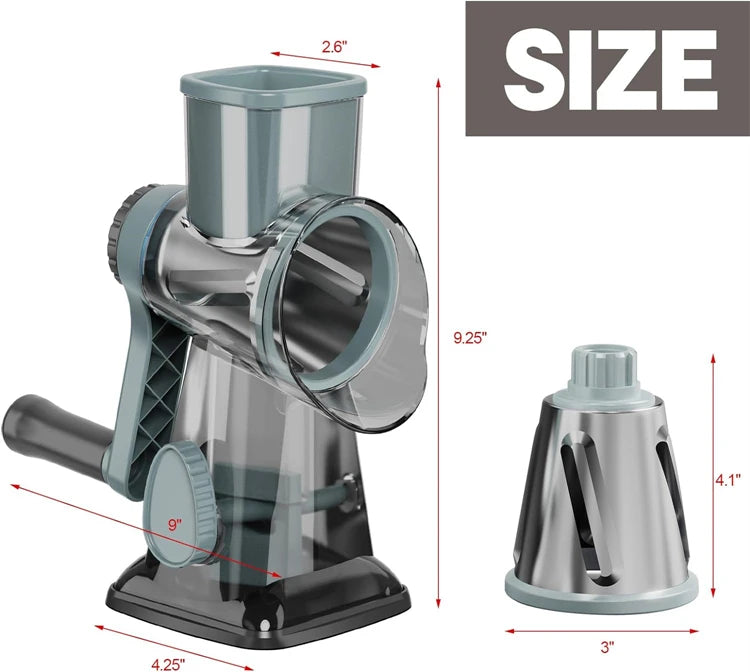 Cubey SliceMate – 3-in-1 Rotary Cheese Grater