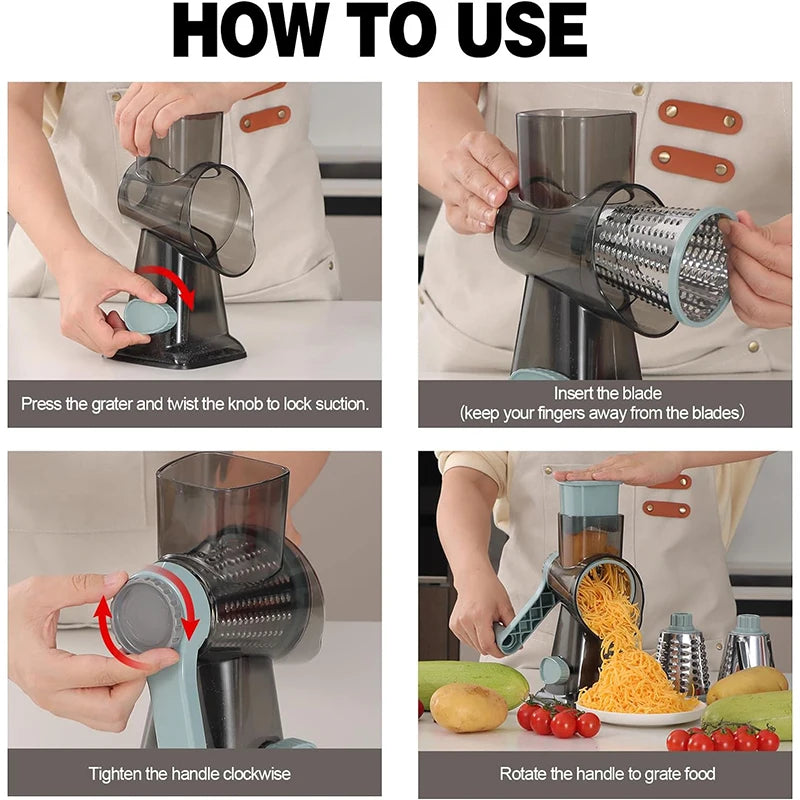 Cubey SliceMate – 3-in-1 Rotary Cheese Grater
