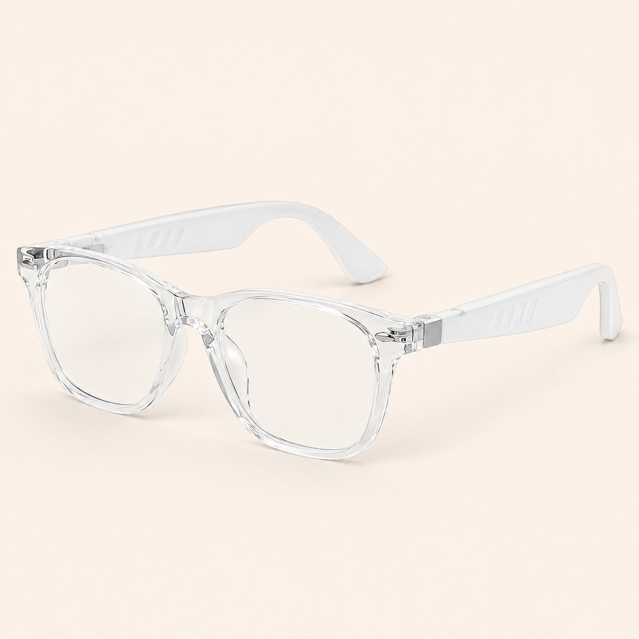 Cubey SoundLens transparent white frame with clear blue-light lenses